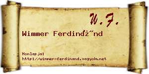 Wimmer Ferdinánd névjegykártya